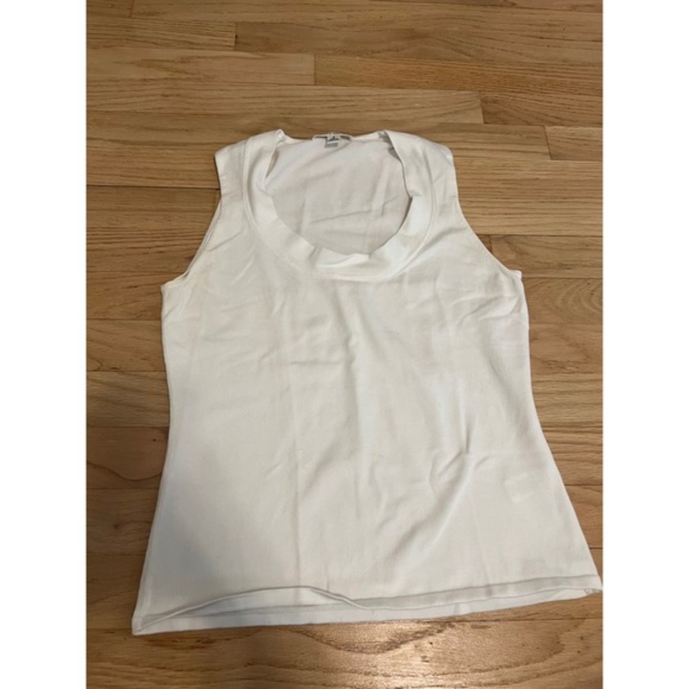 Banana Republic White Sleeveless Knit Top Draped Scoop Neck Shell Womens Small